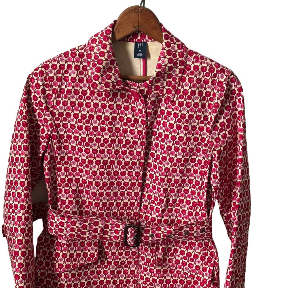 Gap Tulip Print Button Front Coat With Self Belt … - image 1